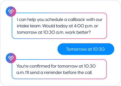 Book callbacks without more phone tag