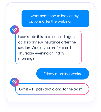 Hand off agent-ready conversation