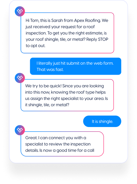 Lead comes in → instant outreach