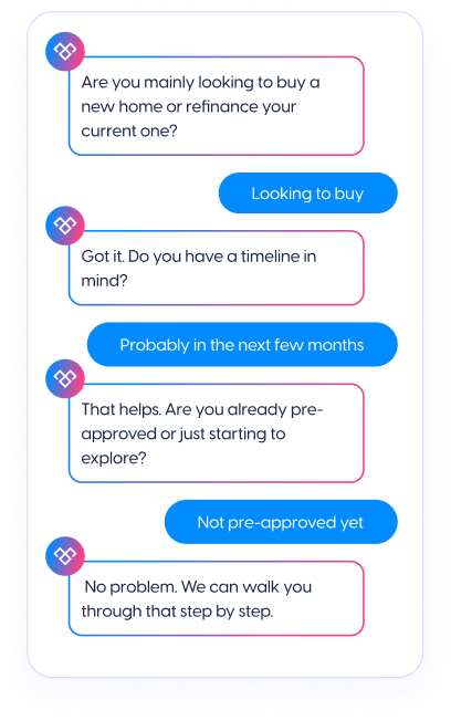 Meera continues the conversation and qualifies intent