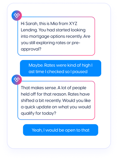 Meera starts personalized conversations with borrowers