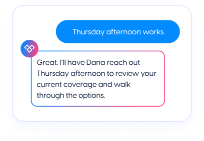 Schedule the review or route the client to an agent