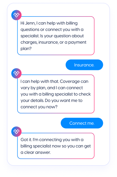 Service questions and warm transfers